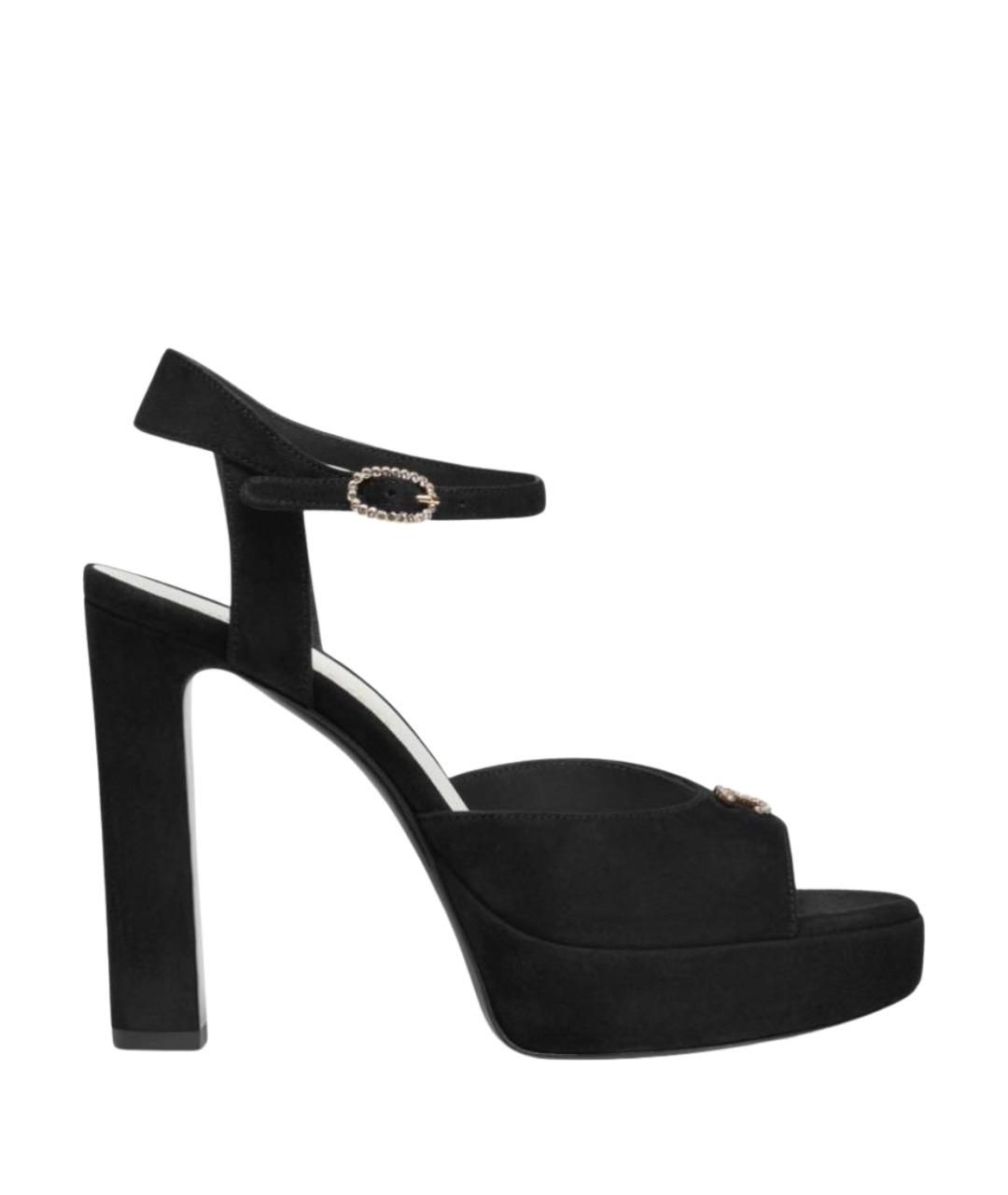 CHANEL Черные замшевые босоножки, фото 1