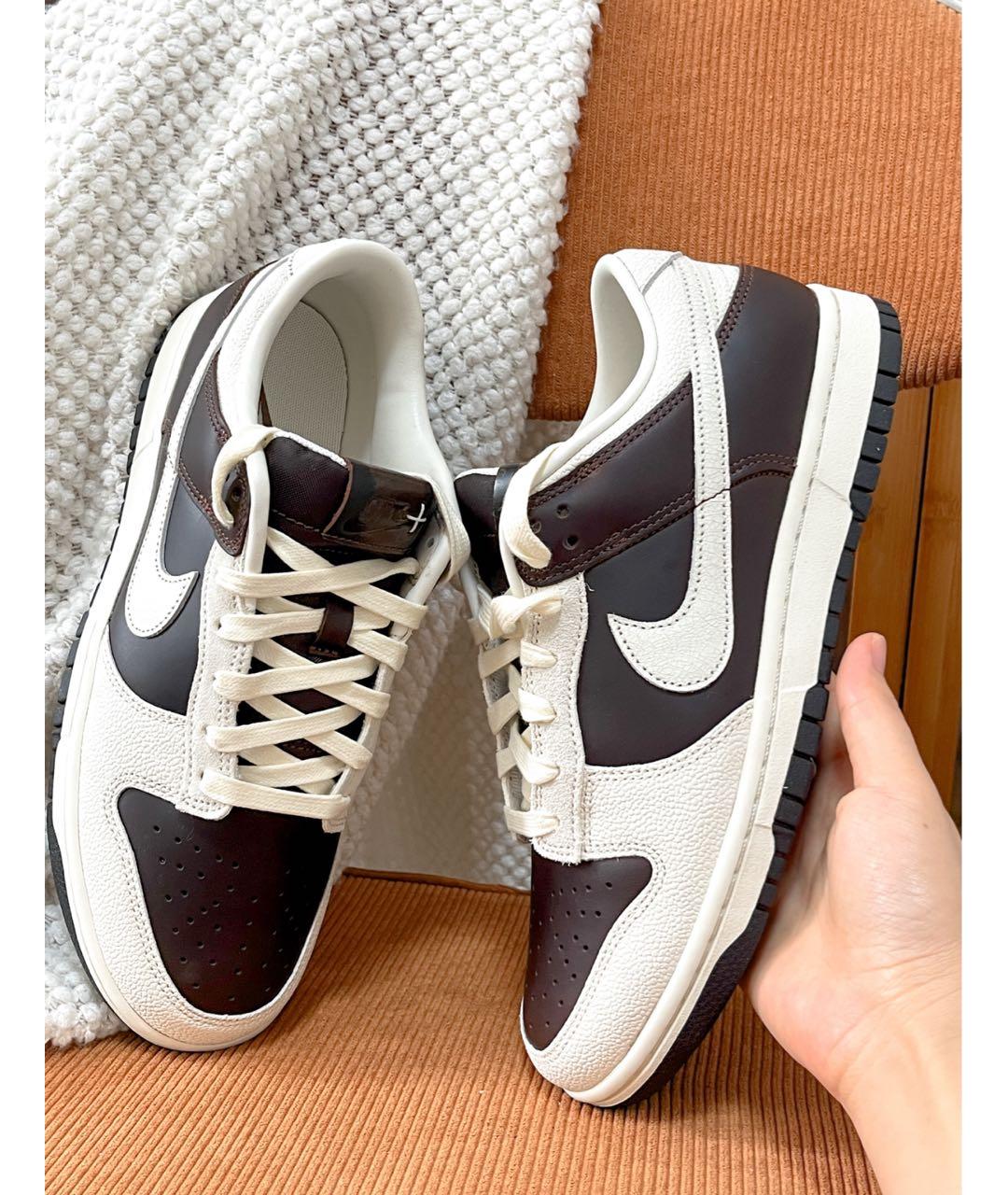 NIKE Коричневые кожаные низкие кроссовки / кеды, фото 2