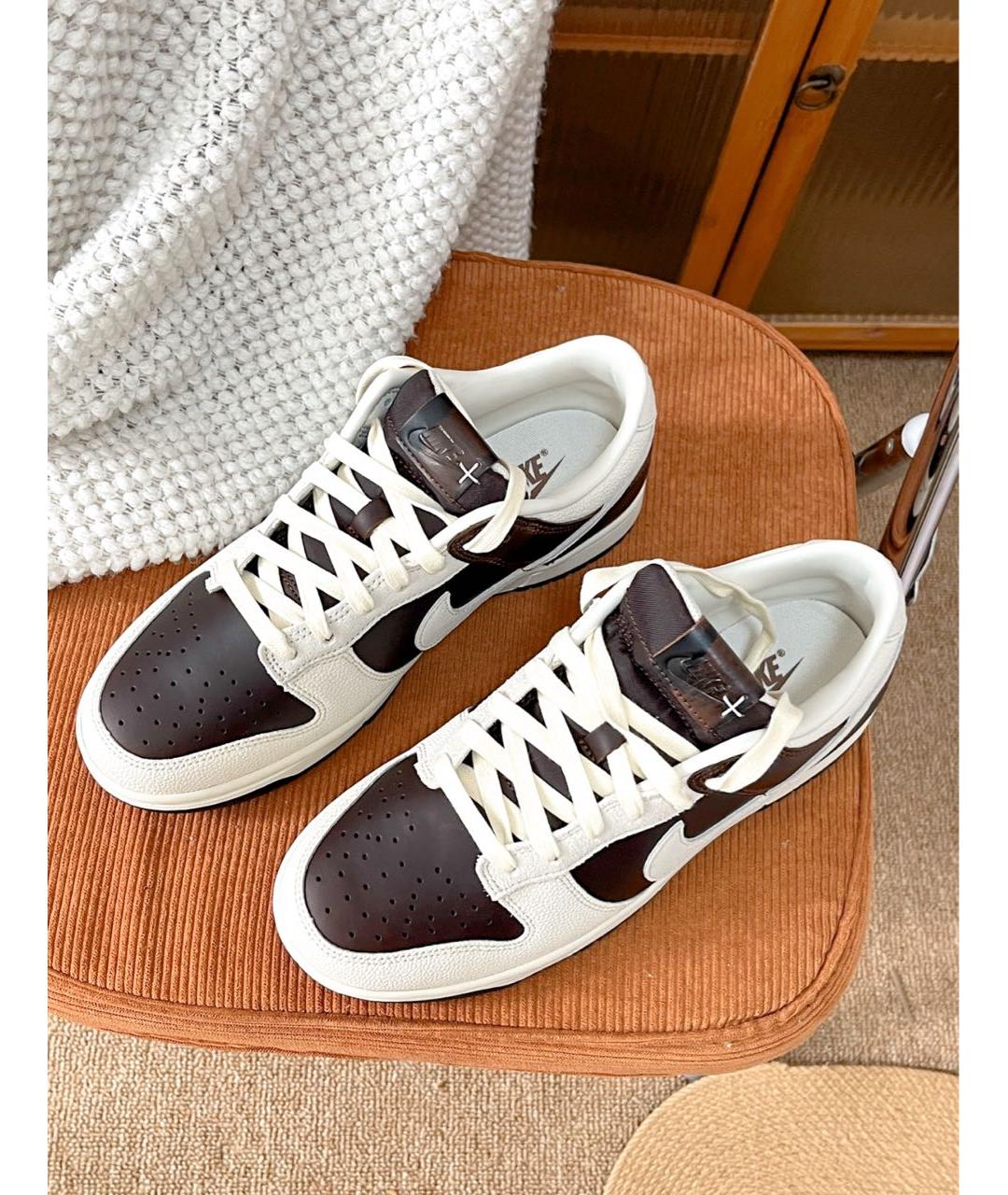 NIKE Коричневые кожаные низкие кроссовки / кеды, фото 4