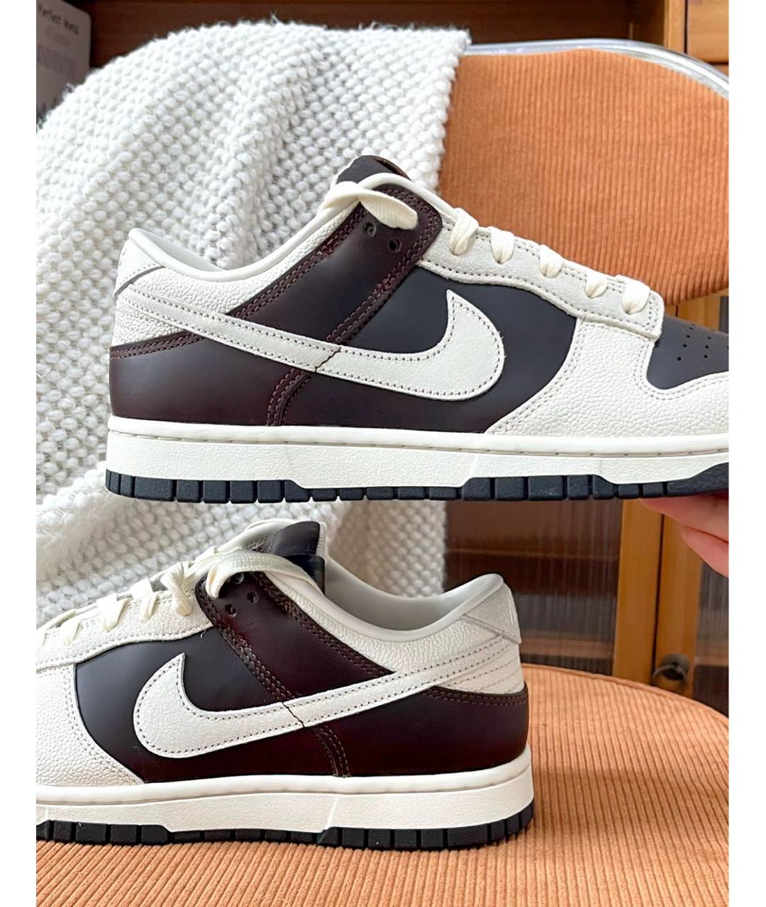 NIKE Коричневые кожаные низкие кроссовки / кеды, фото 7