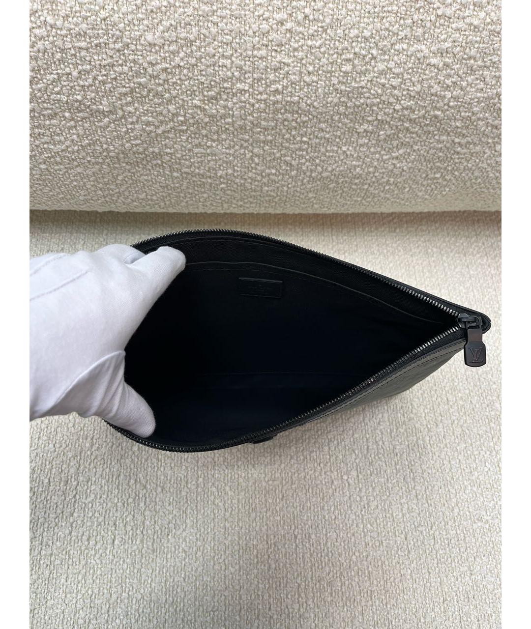 LOUIS VUITTON Черная кожаная папка для документов, фото 6