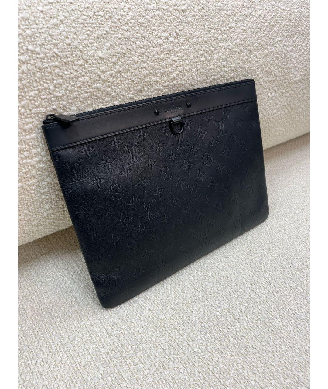 LOUIS VUITTON Черная кожаная папка для документов, фото 2