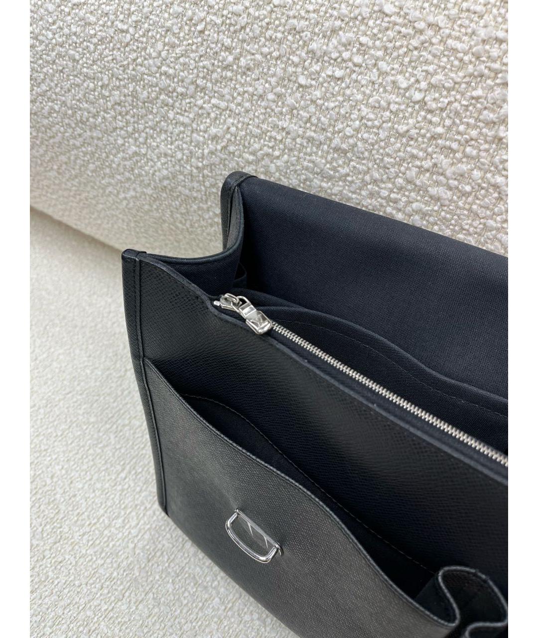 LOUIS VUITTON Черный кожаный портфель, фото 7