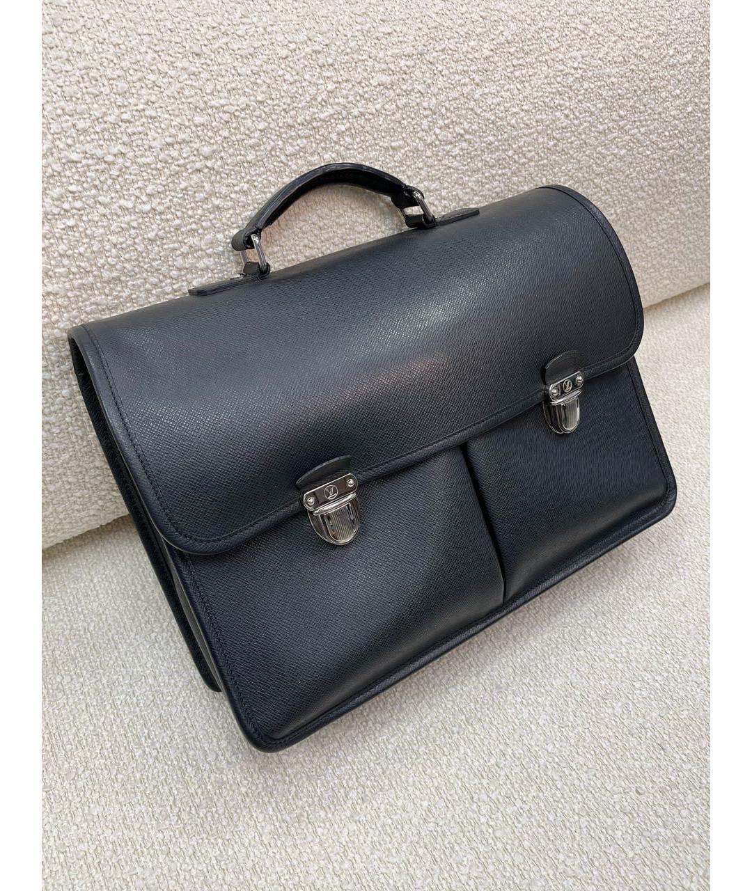 LOUIS VUITTON Черный кожаный портфель, фото 2