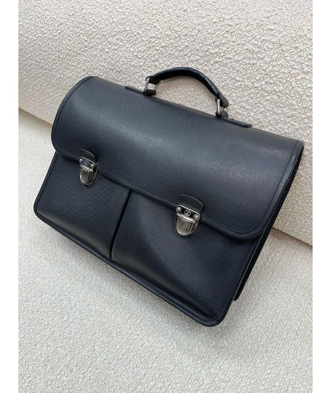 LOUIS VUITTON Черный кожаный портфель, фото 5