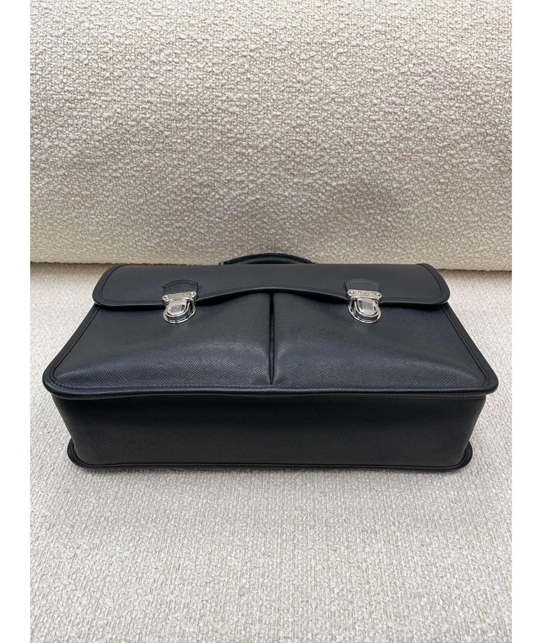 LOUIS VUITTON Черный кожаный портфель, фото 6