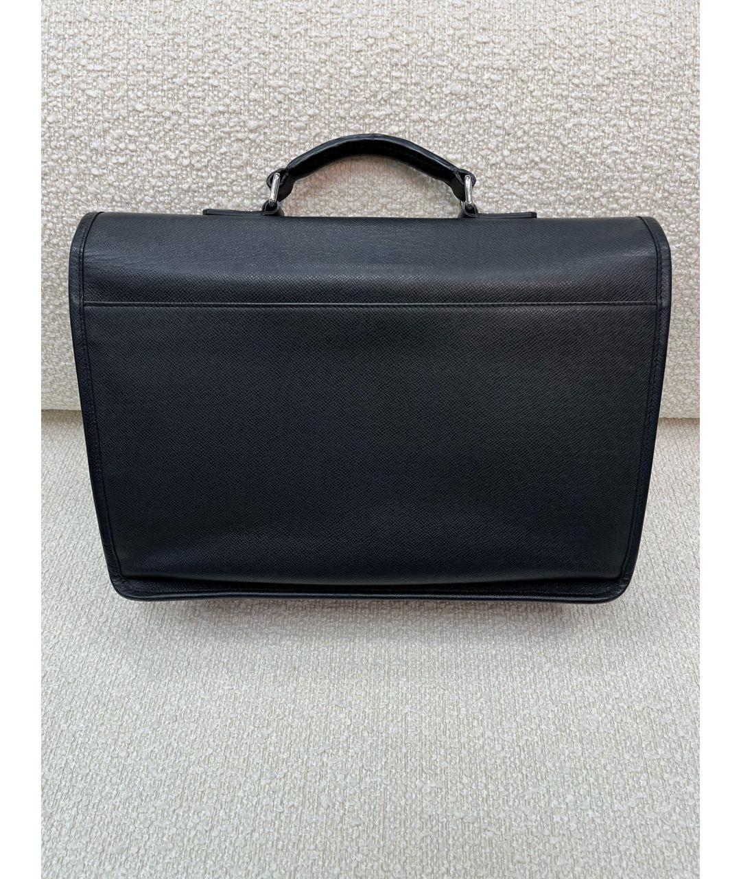 LOUIS VUITTON Черный кожаный портфель, фото 3