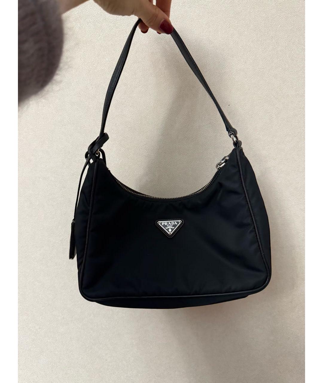 PRADA Черная синтетическая сумка с короткими ручками, фото 7