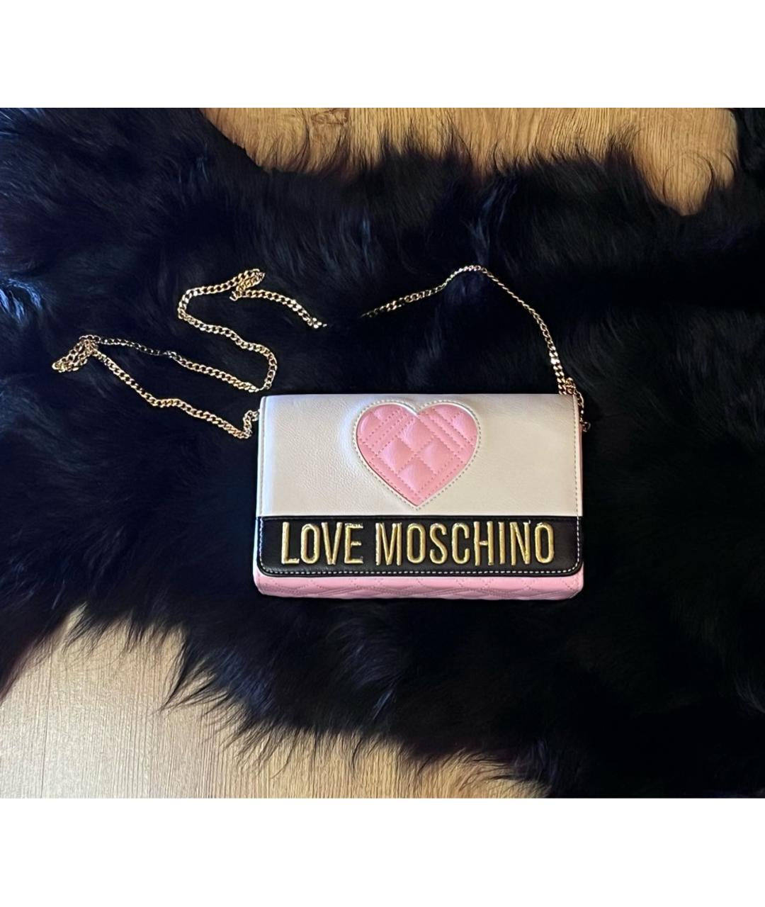 LOVE MOSCHINO Розовая кожаная сумка через плечо, фото 7