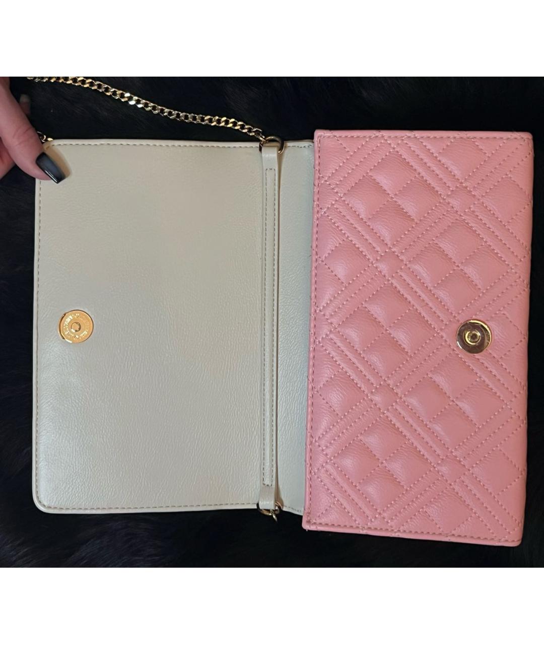 LOVE MOSCHINO Розовая кожаная сумка через плечо, фото 4