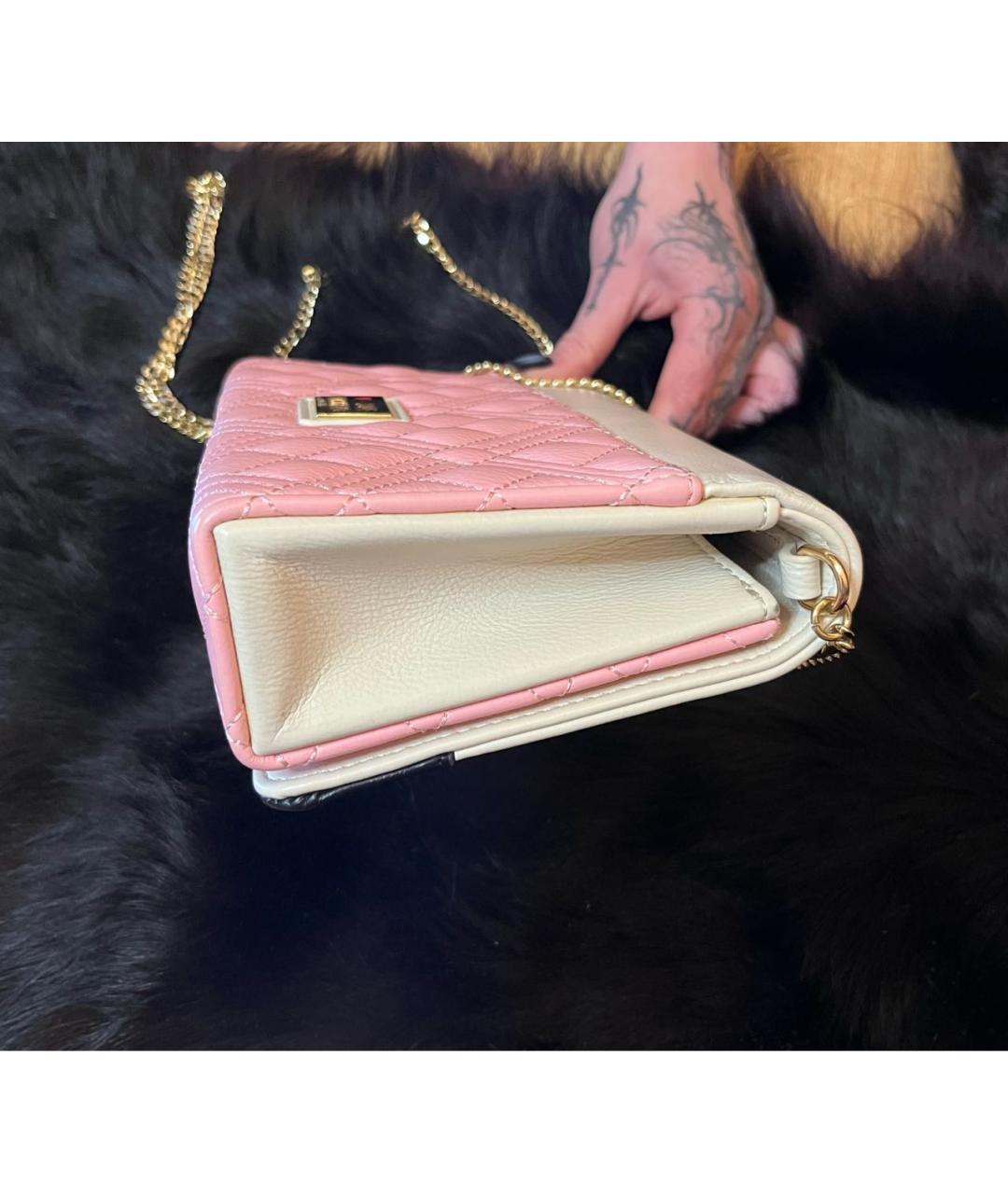 LOVE MOSCHINO Розовая кожаная сумка через плечо, фото 3