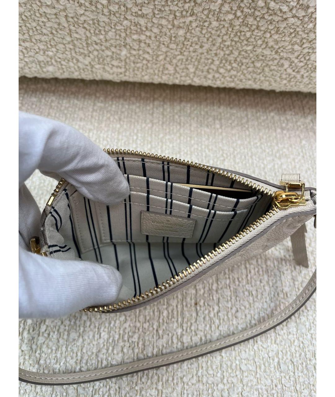 LOUIS VUITTON Бежевая кожаная сумка с короткими ручками, фото 4