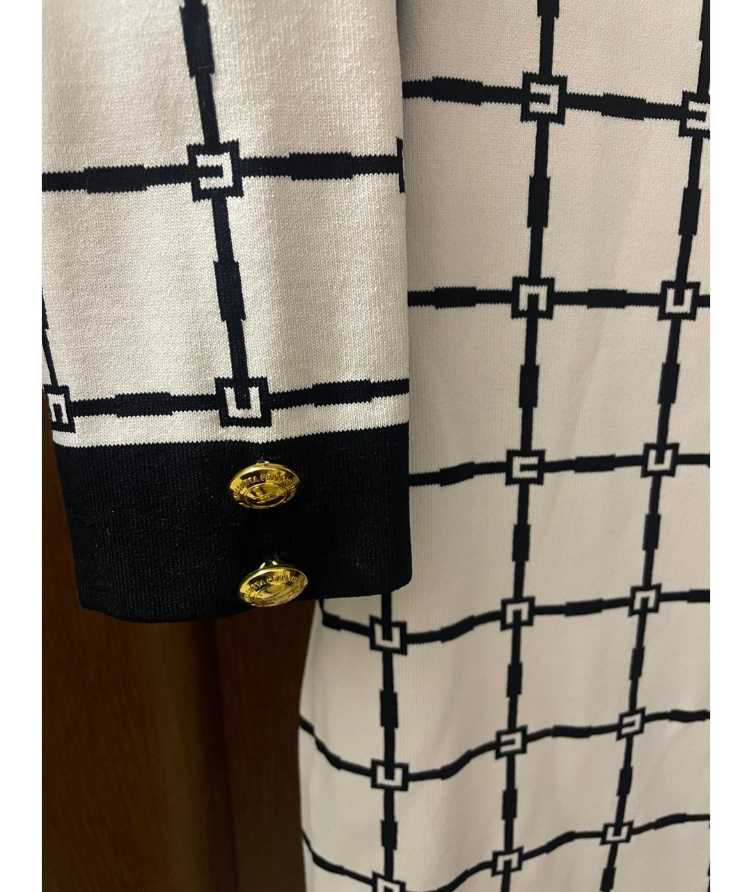 ELISABETTA FRANCHI Белое вискозное коктейльное платье, фото 4