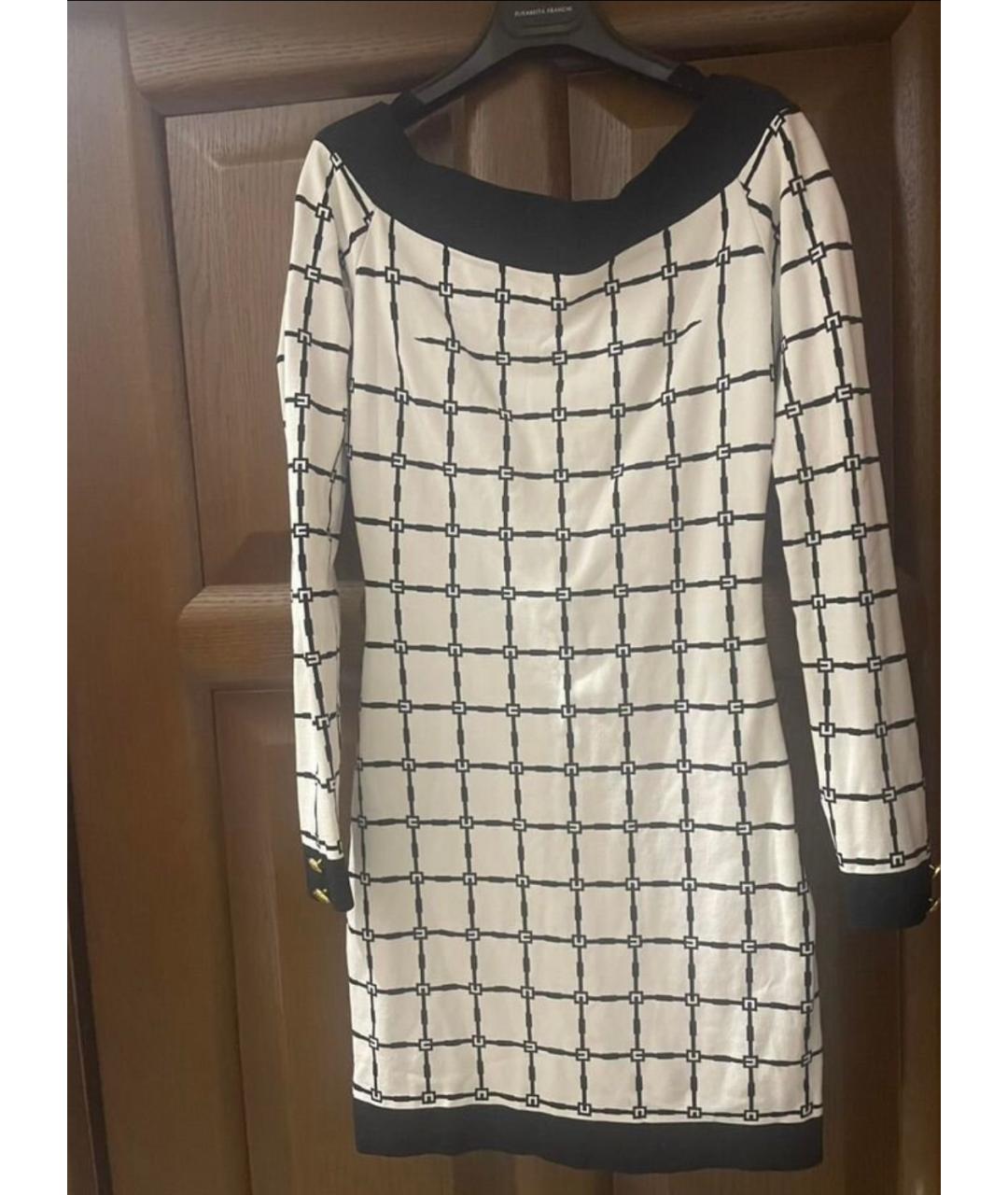 ELISABETTA FRANCHI Белое вискозное коктейльное платье, фото 6