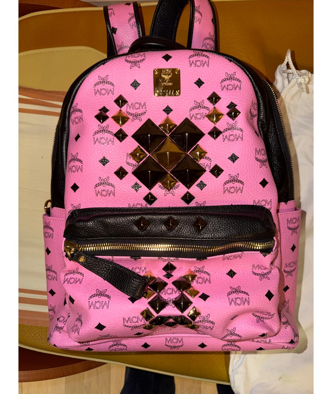 MCM Розовый кожаный рюкзак, фото 5