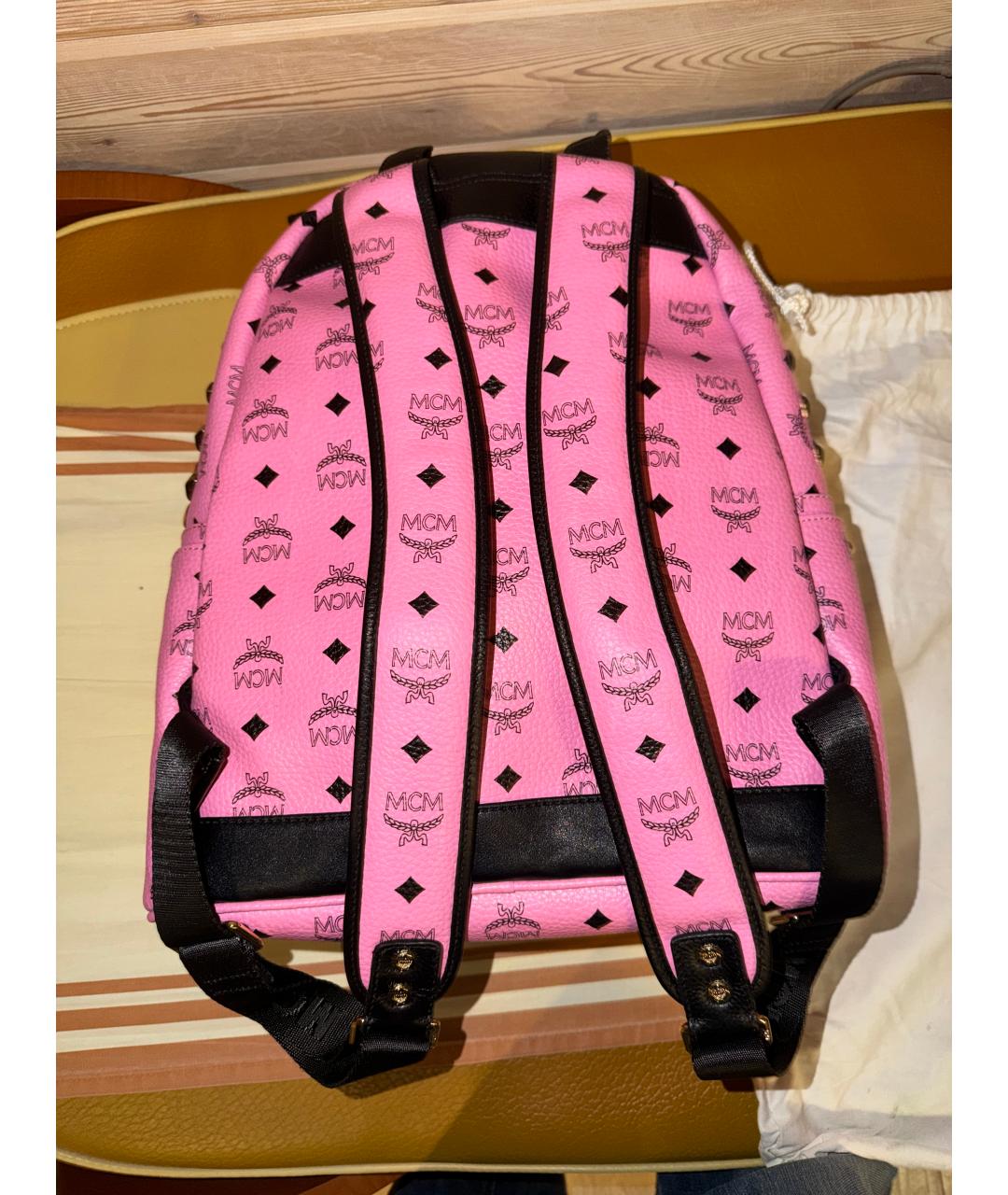 MCM Розовый кожаный рюкзак, фото 3