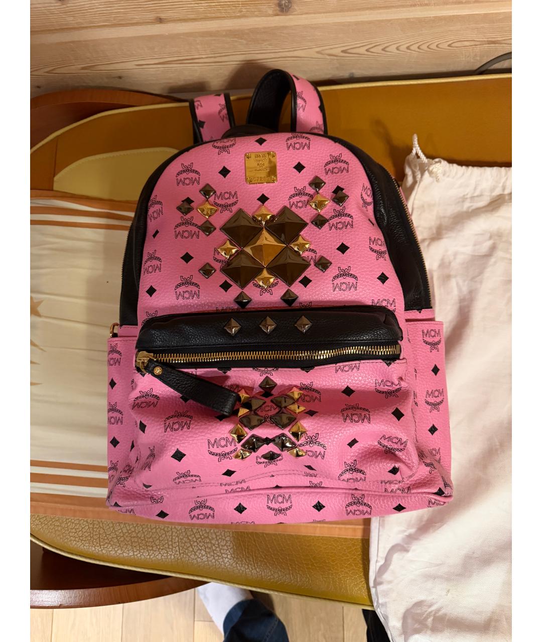 MCM Розовый кожаный рюкзак, фото 2