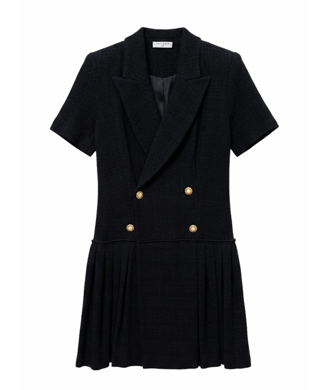 SANDRO Черное полиэстеровое повседневное платье, фото 1