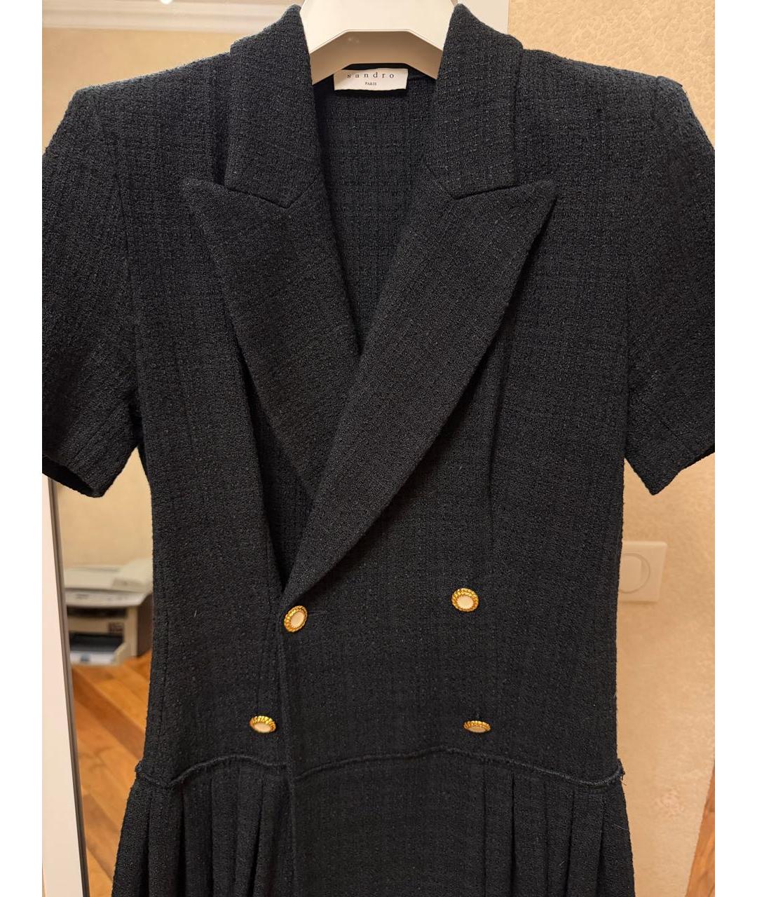 SANDRO Черное полиэстеровое повседневное платье, фото 3