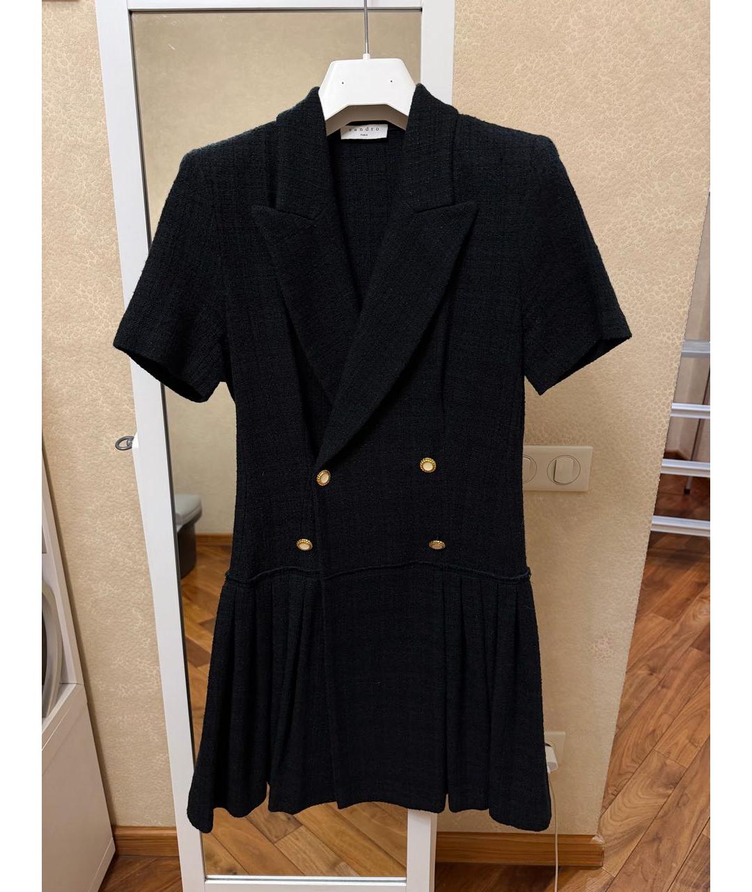 SANDRO Черное полиэстеровое повседневное платье, фото 5