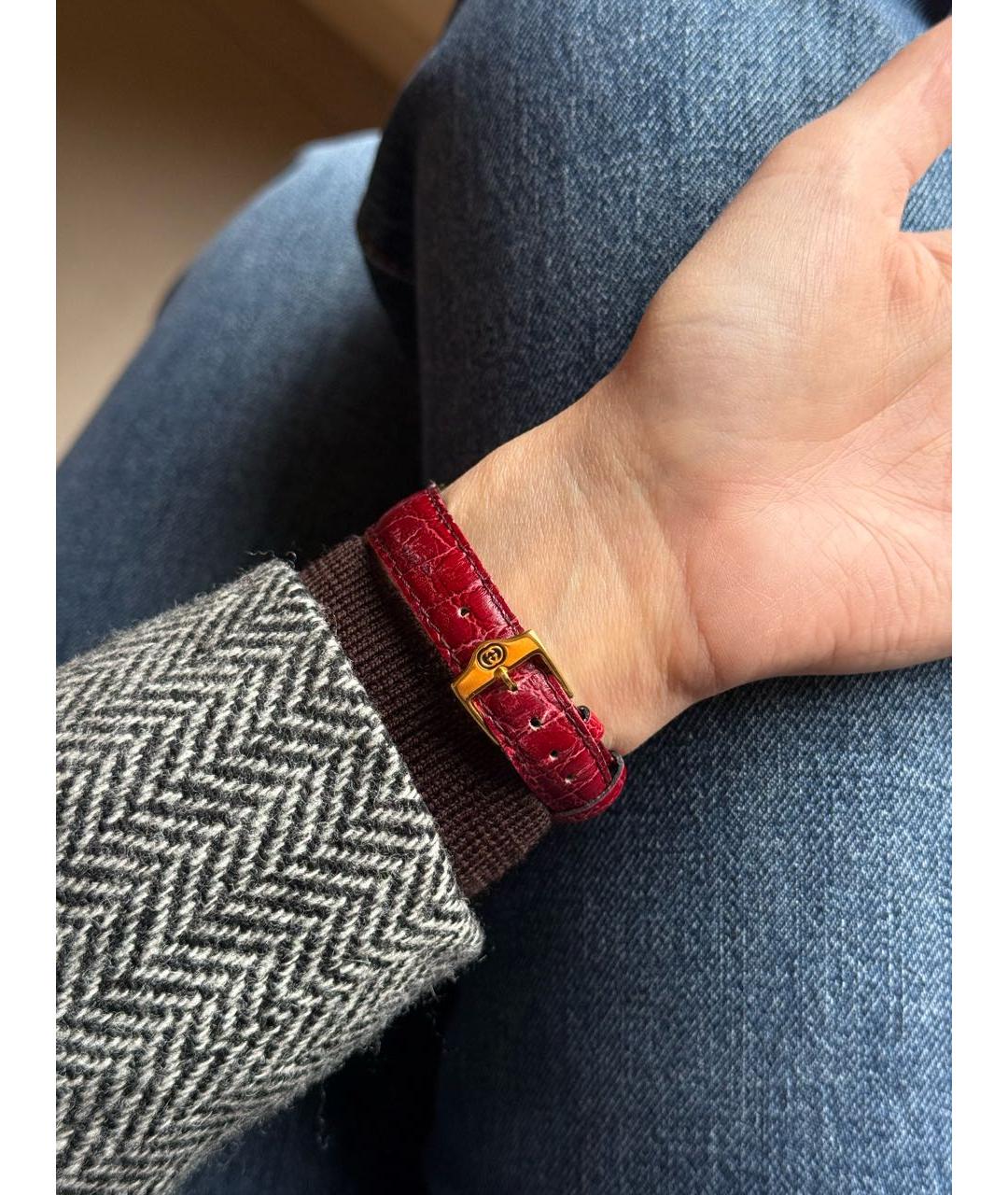 GUCCI Бордовые позолоченные часы, фото 3