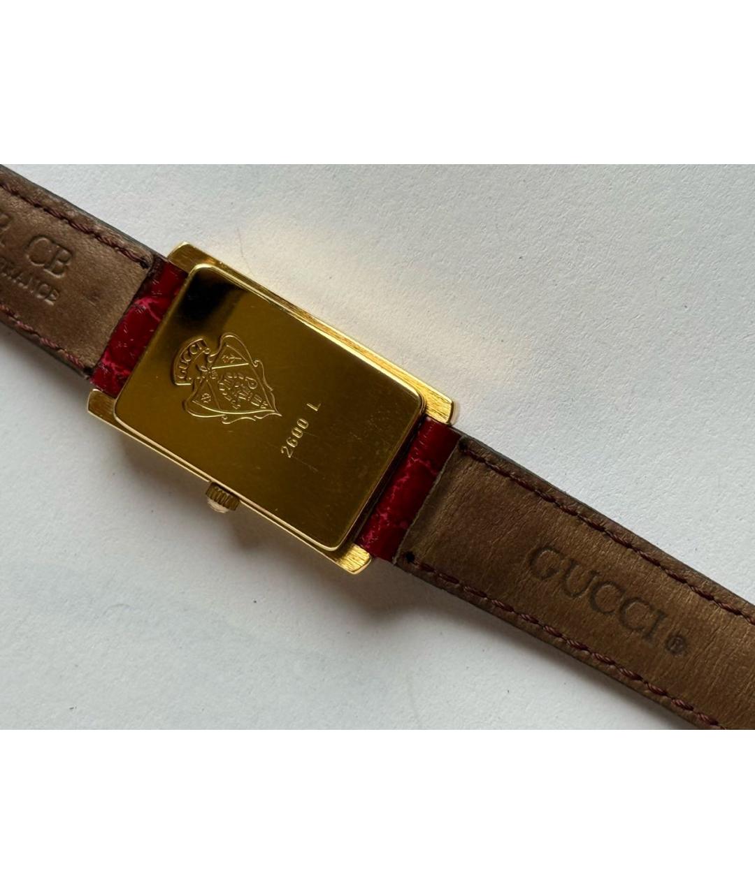 GUCCI Бордовые позолоченные часы, фото 2