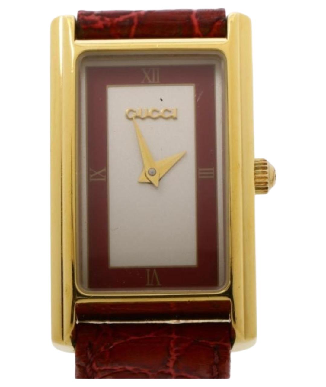 GUCCI Бордовые позолоченные часы, фото 1
