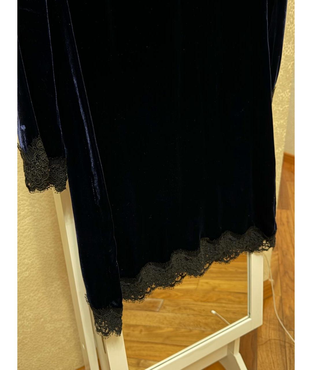 SANDRO Темно-синее бархатное повседневное платье, фото 4