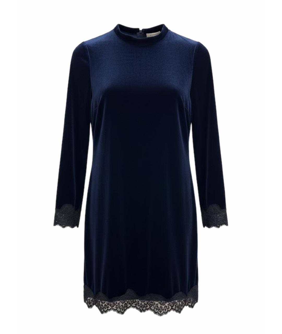 SANDRO Темно-синее бархатное повседневное платье, фото 1