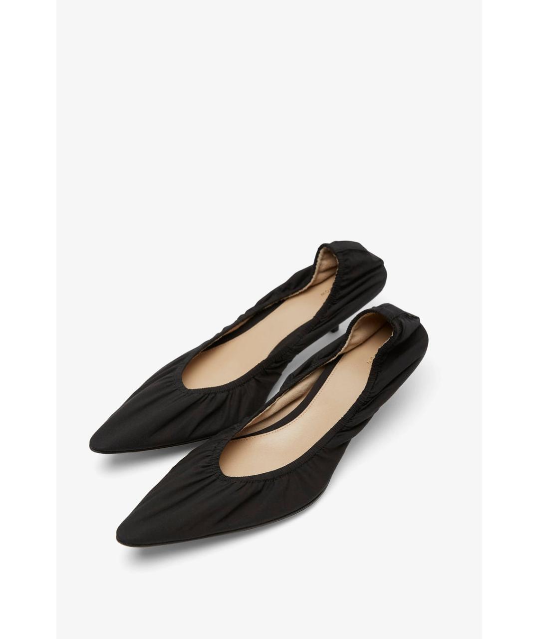 THE ROW Черные текстильные лодочки на низком каблуке, фото 6
