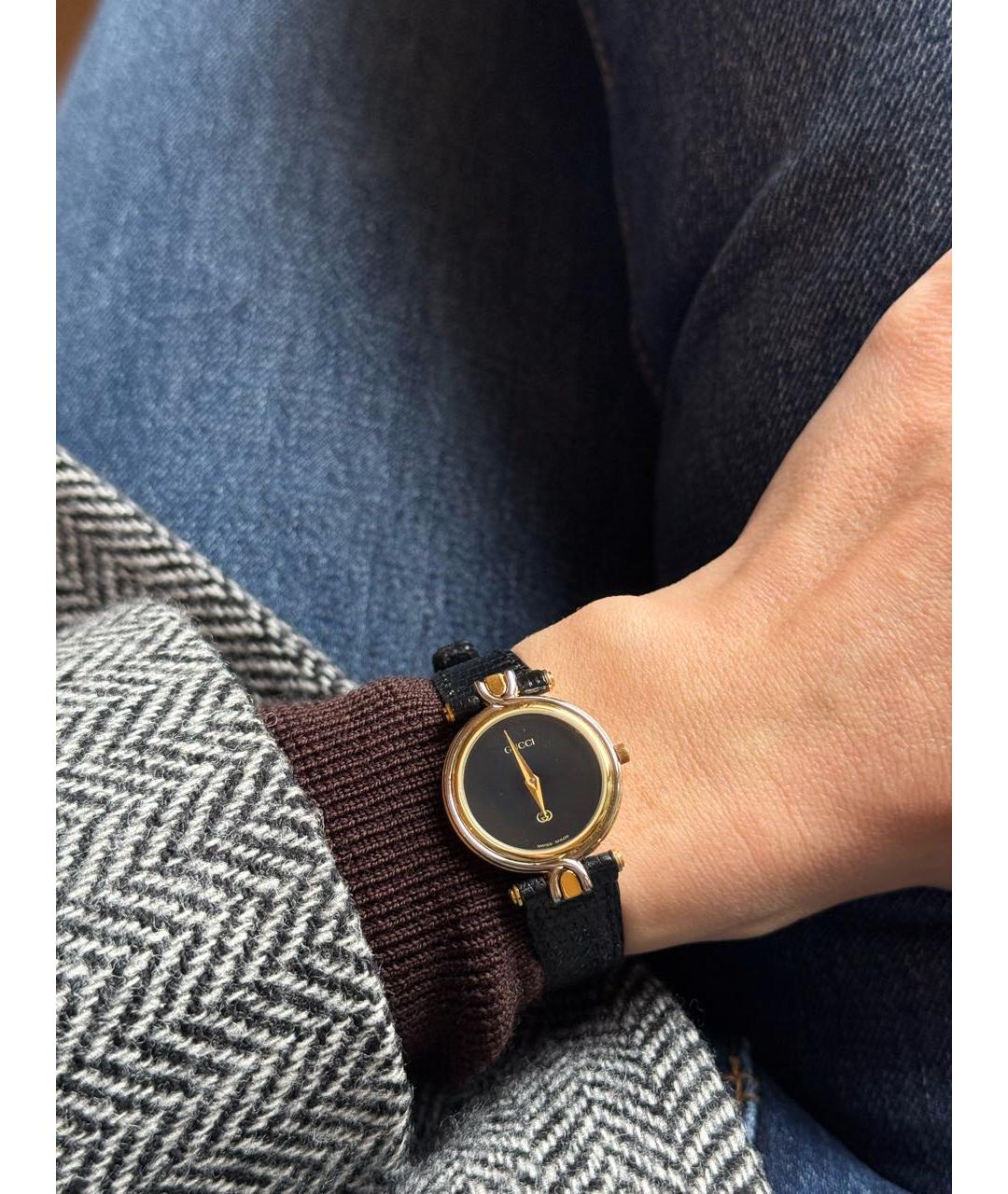 GUCCI Черные позолоченные часы, фото 7