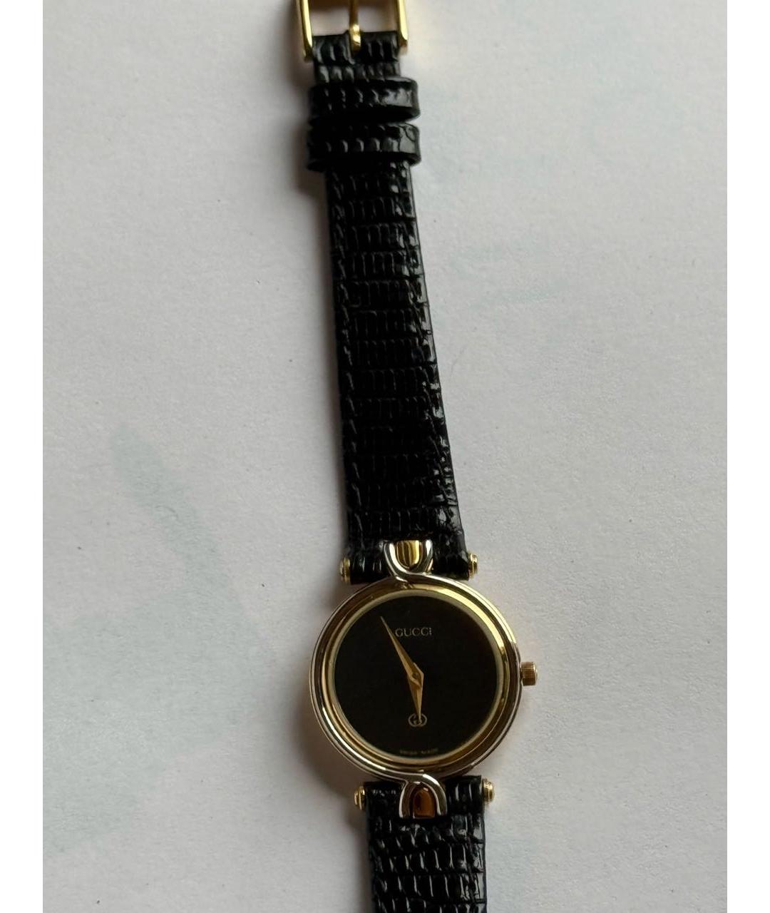 GUCCI Черные позолоченные часы, фото 9