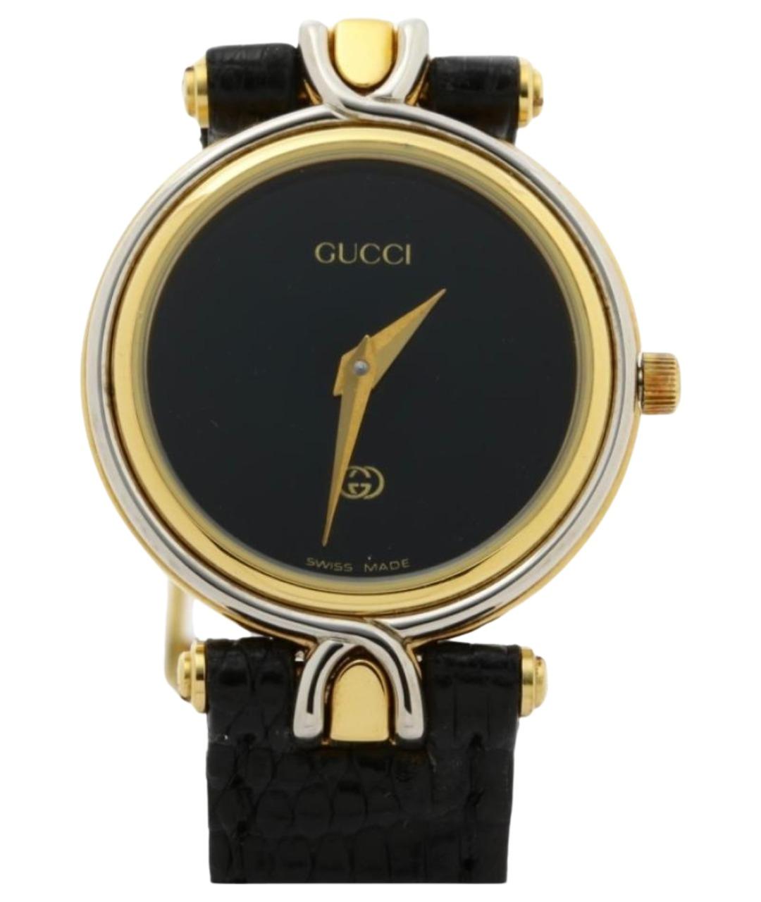 GUCCI Черные позолоченные часы, фото 1