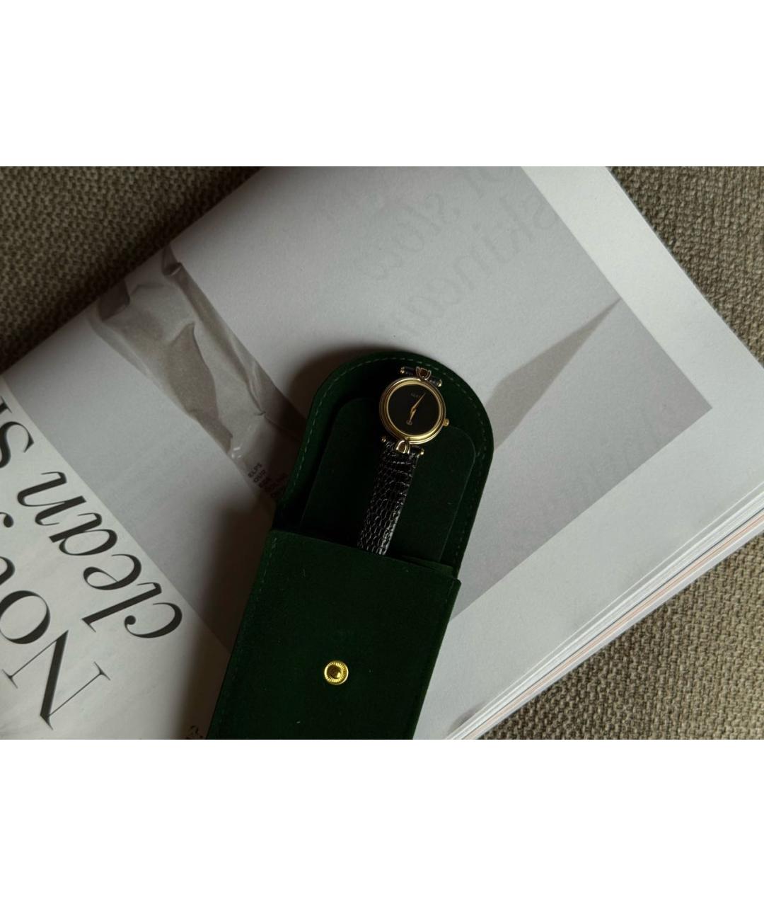 GUCCI Черные позолоченные часы, фото 8