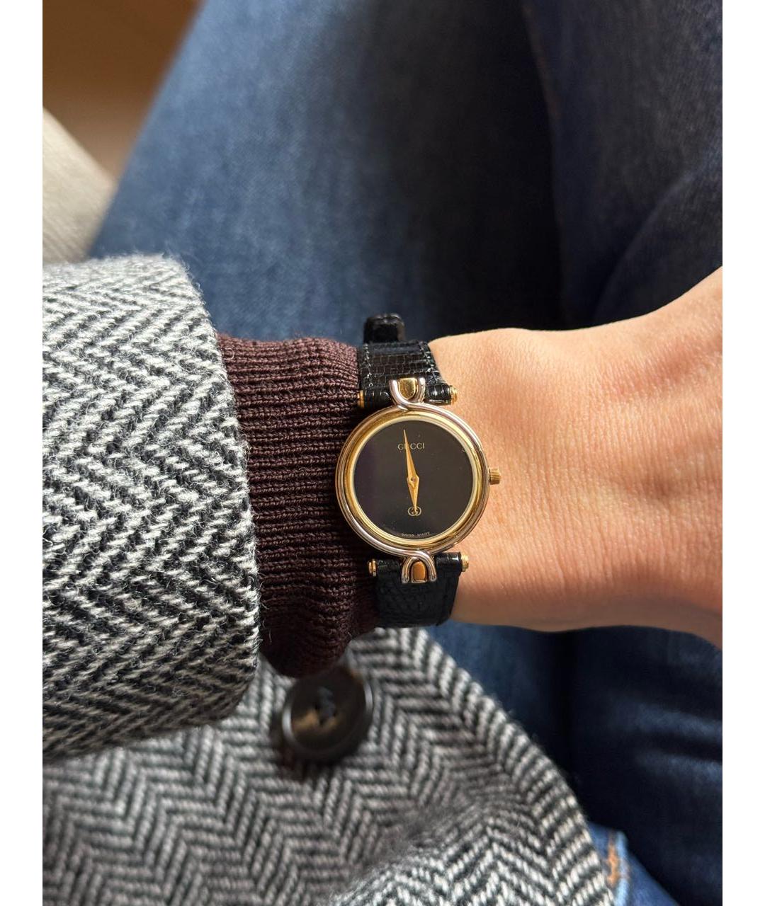 GUCCI Черные позолоченные часы, фото 6