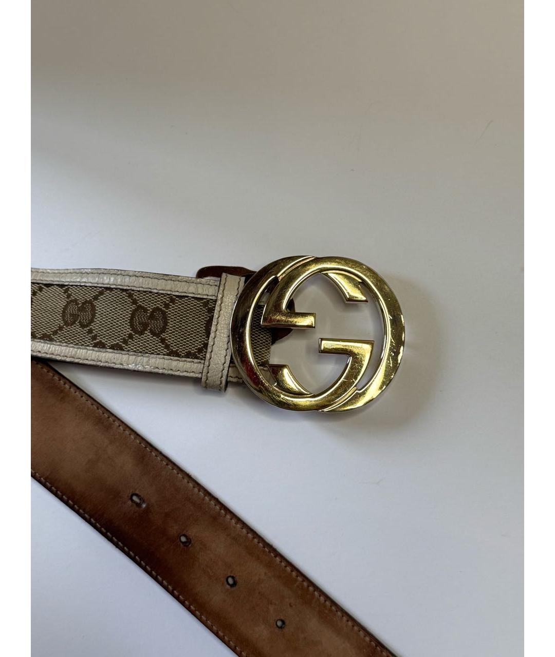 GUCCI Бежевый кожаный ремень, фото 4