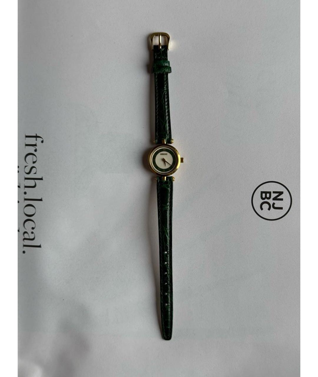 GUCCI Зеленые позолоченные часы, фото 9