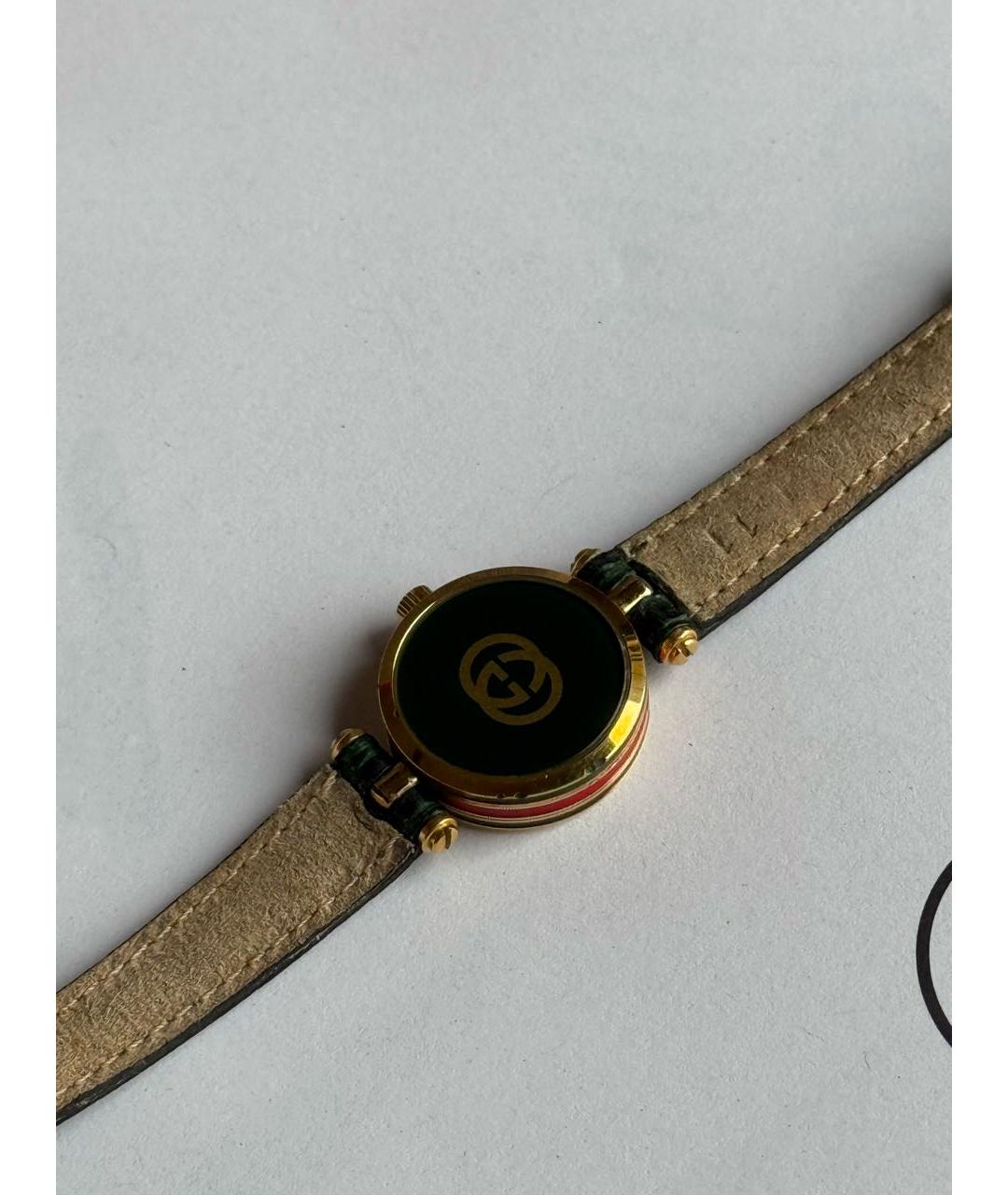 GUCCI Зеленые позолоченные часы, фото 2