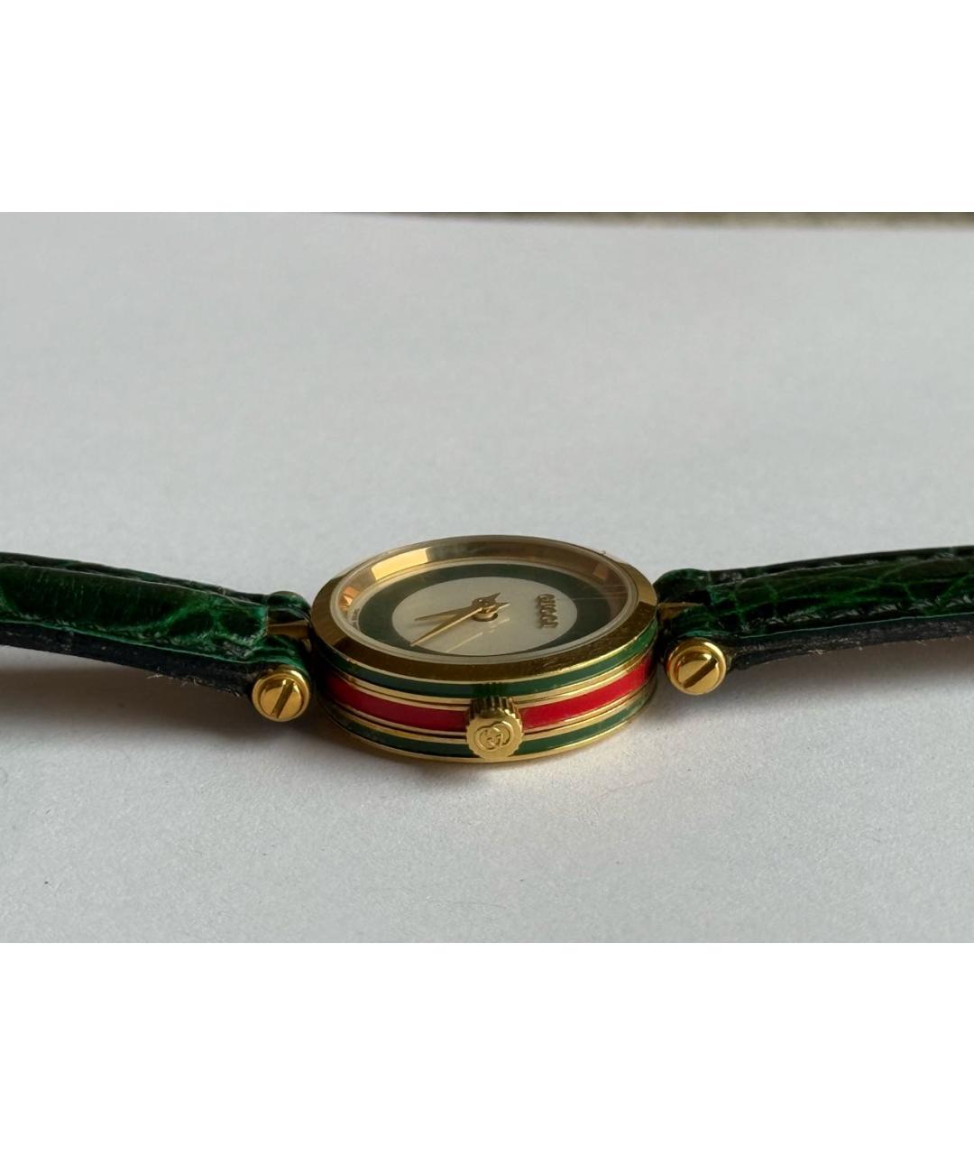GUCCI Зеленые позолоченные часы, фото 8