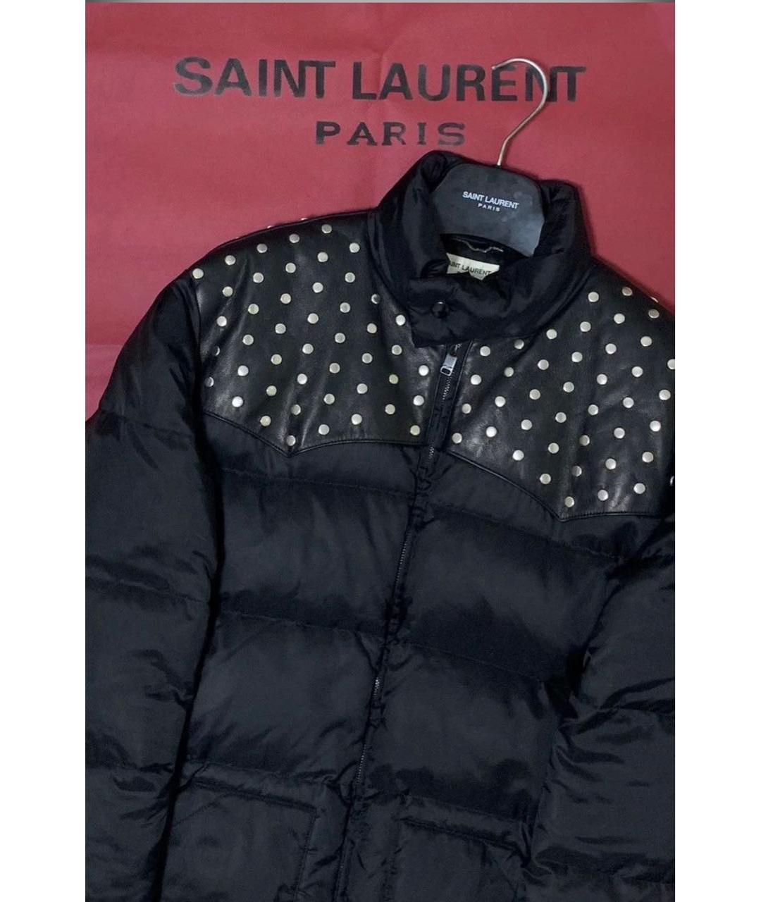 SAINT LAURENT Черный кожаный пуховик, фото 6