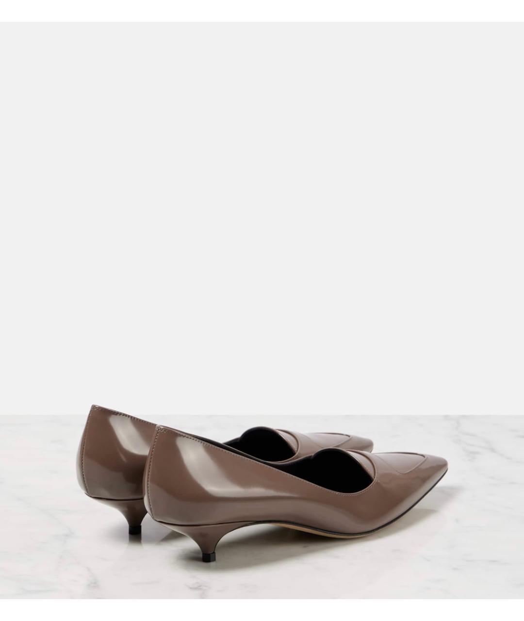 THE ROW Коричневые кожаные лодочки на низком каблуке, фото 7