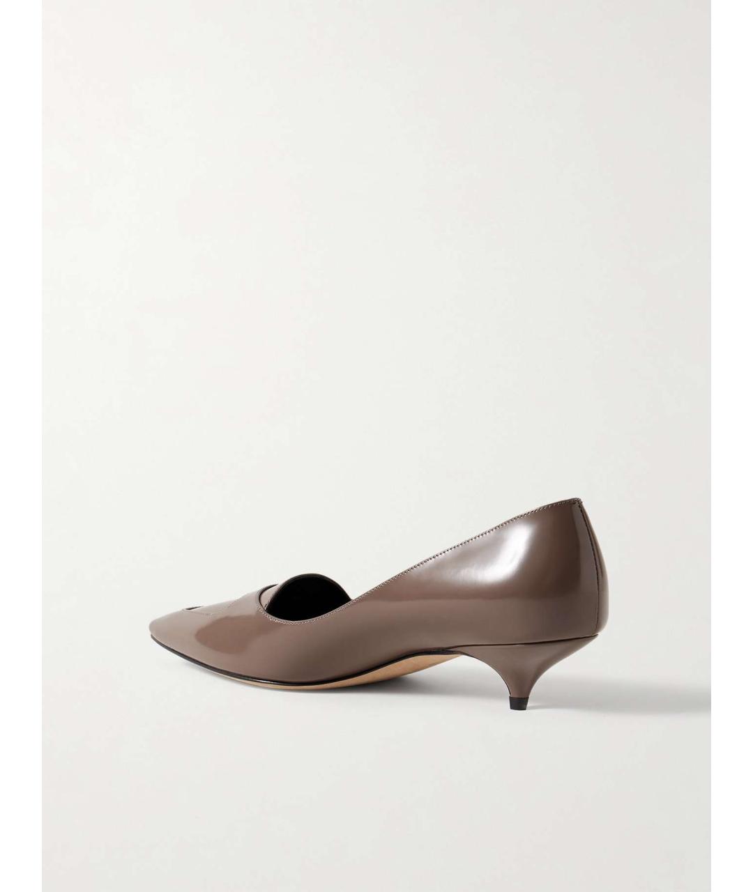 THE ROW Коричневые кожаные лодочки на низком каблуке, фото 4