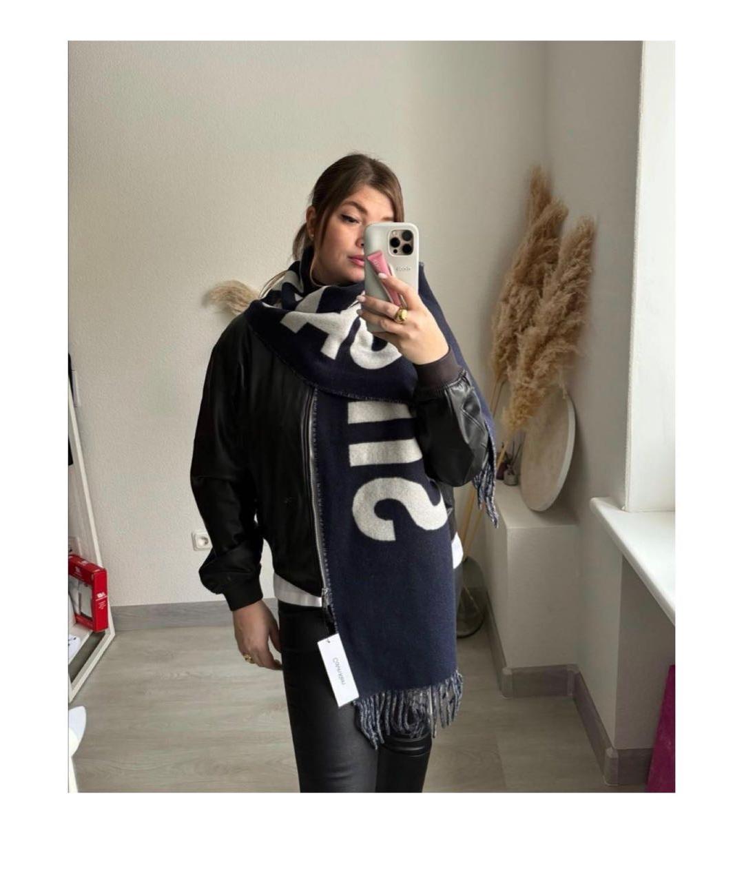 JACQUEMUS Темно-синий шерстяной шарф, фото 3