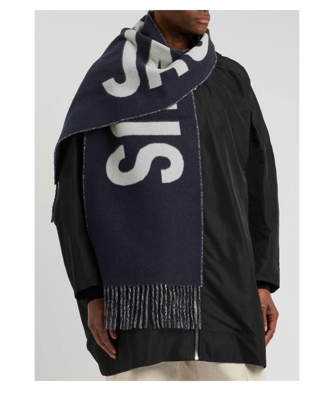 JACQUEMUS Темно-синий шерстяной шарф, фото 2