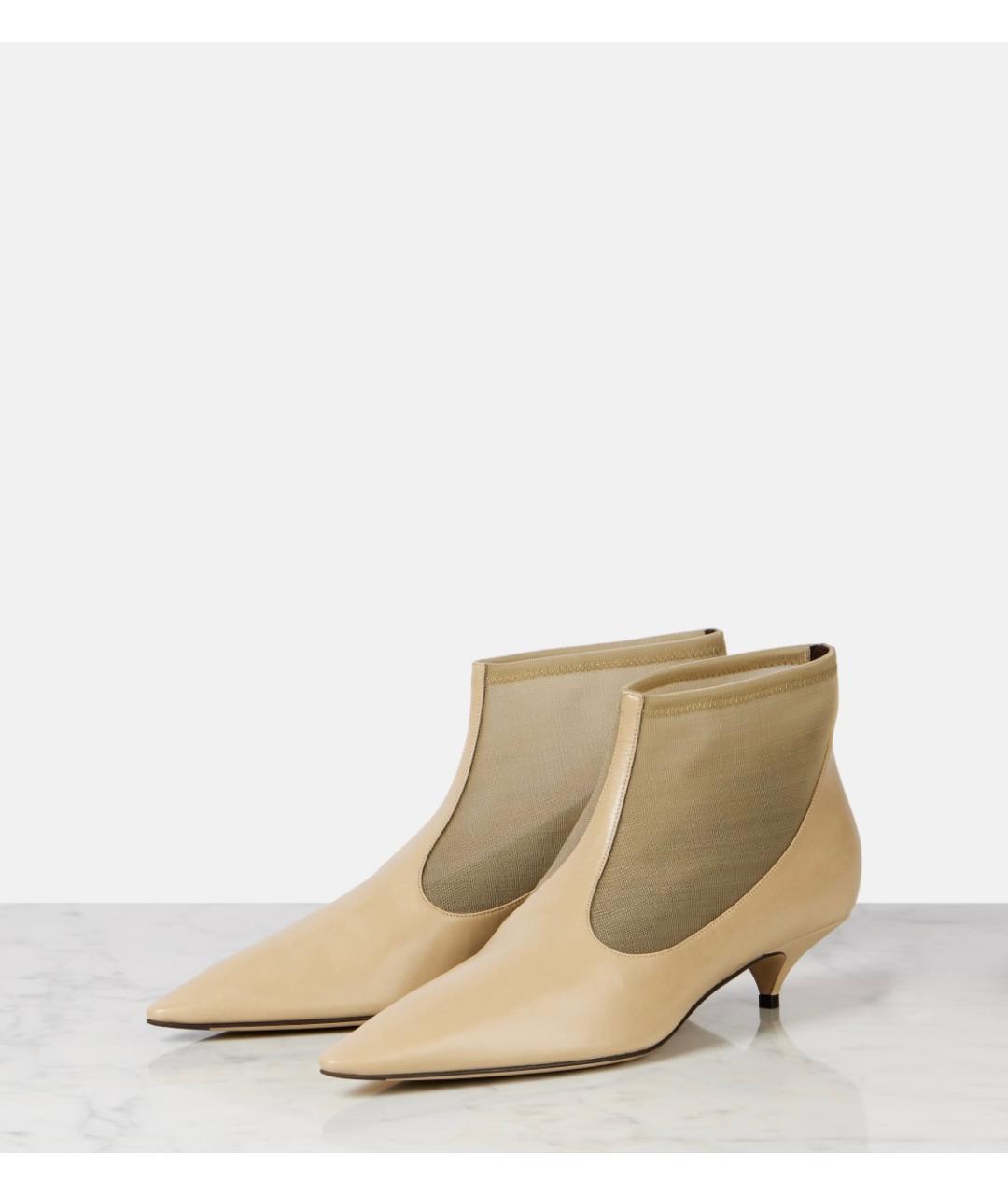 THE ROW Бежевые кожаные ботильоны, фото 3