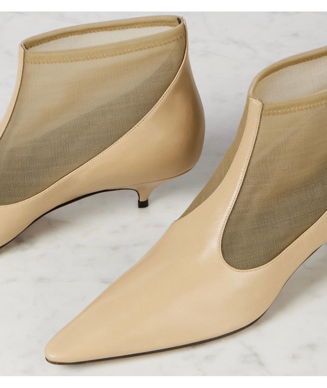 THE ROW Бежевые кожаные ботильоны, фото 4