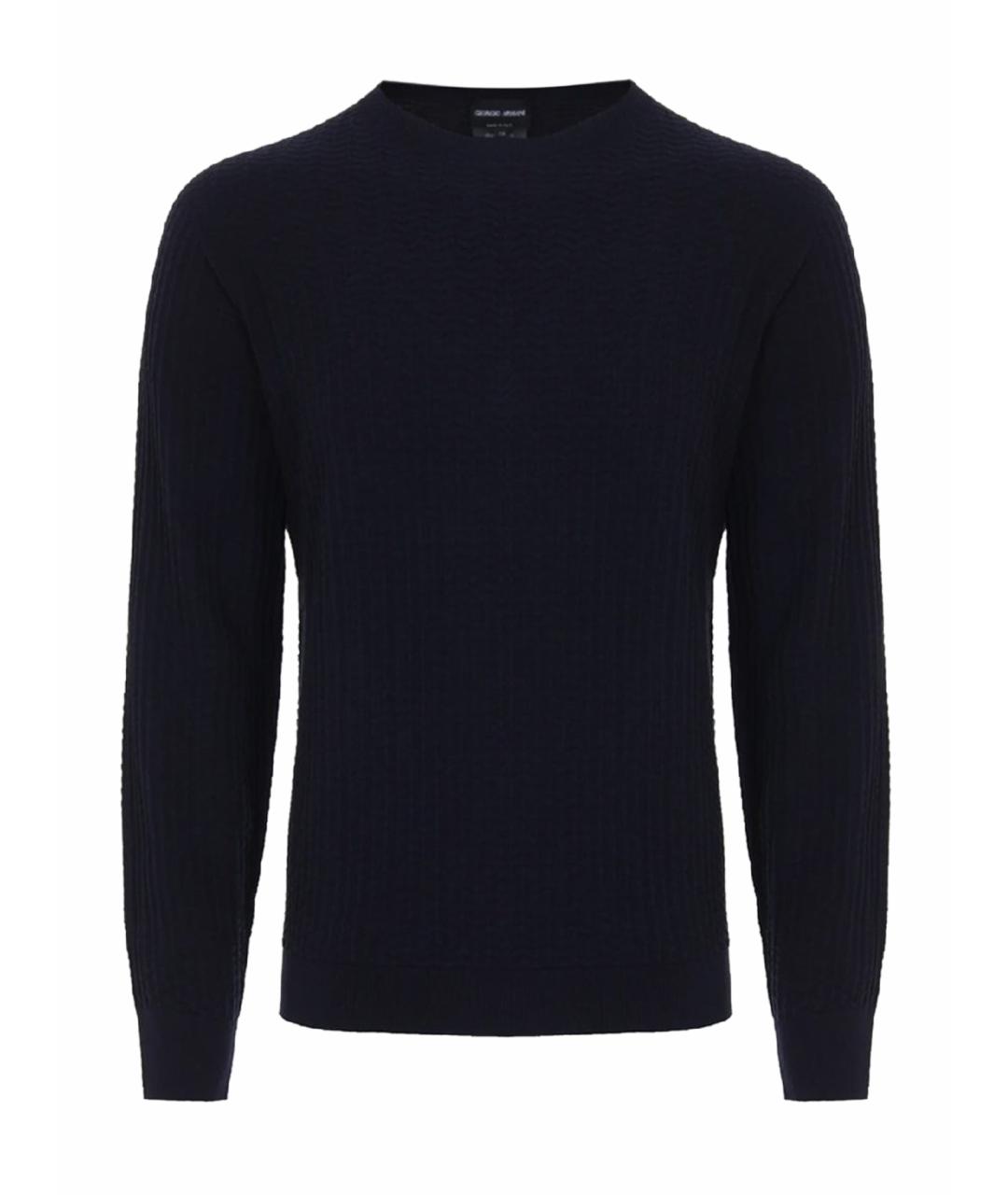 GIORGIO ARMANI Темно-синий шерстяной джемпер / свитер, фото 1
