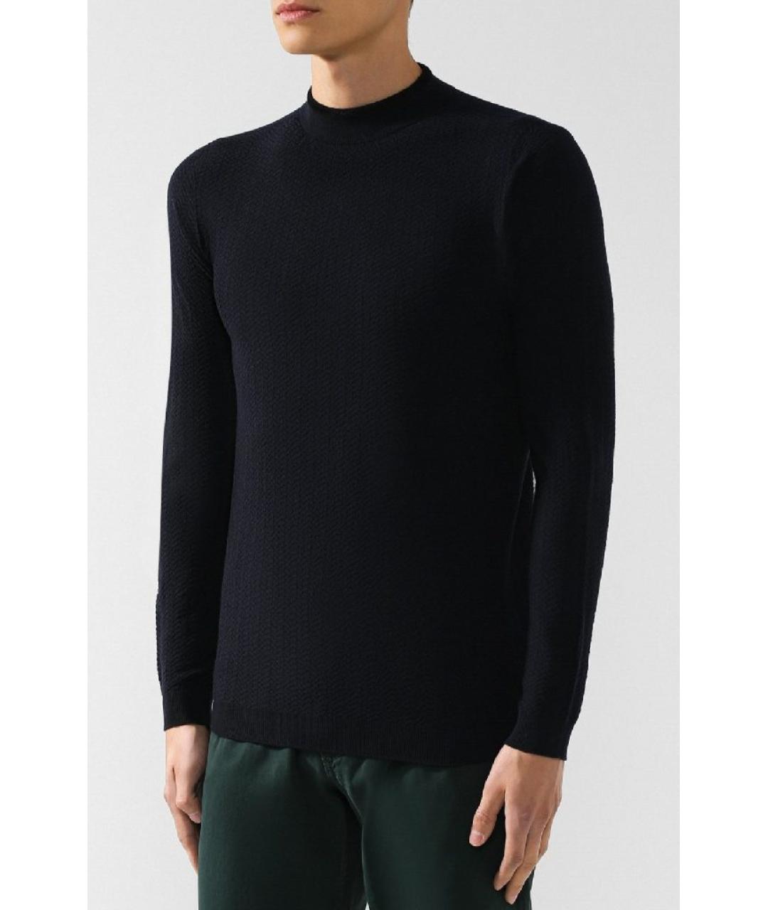GIORGIO ARMANI Темно-синий шерстяной джемпер / свитер, фото 6