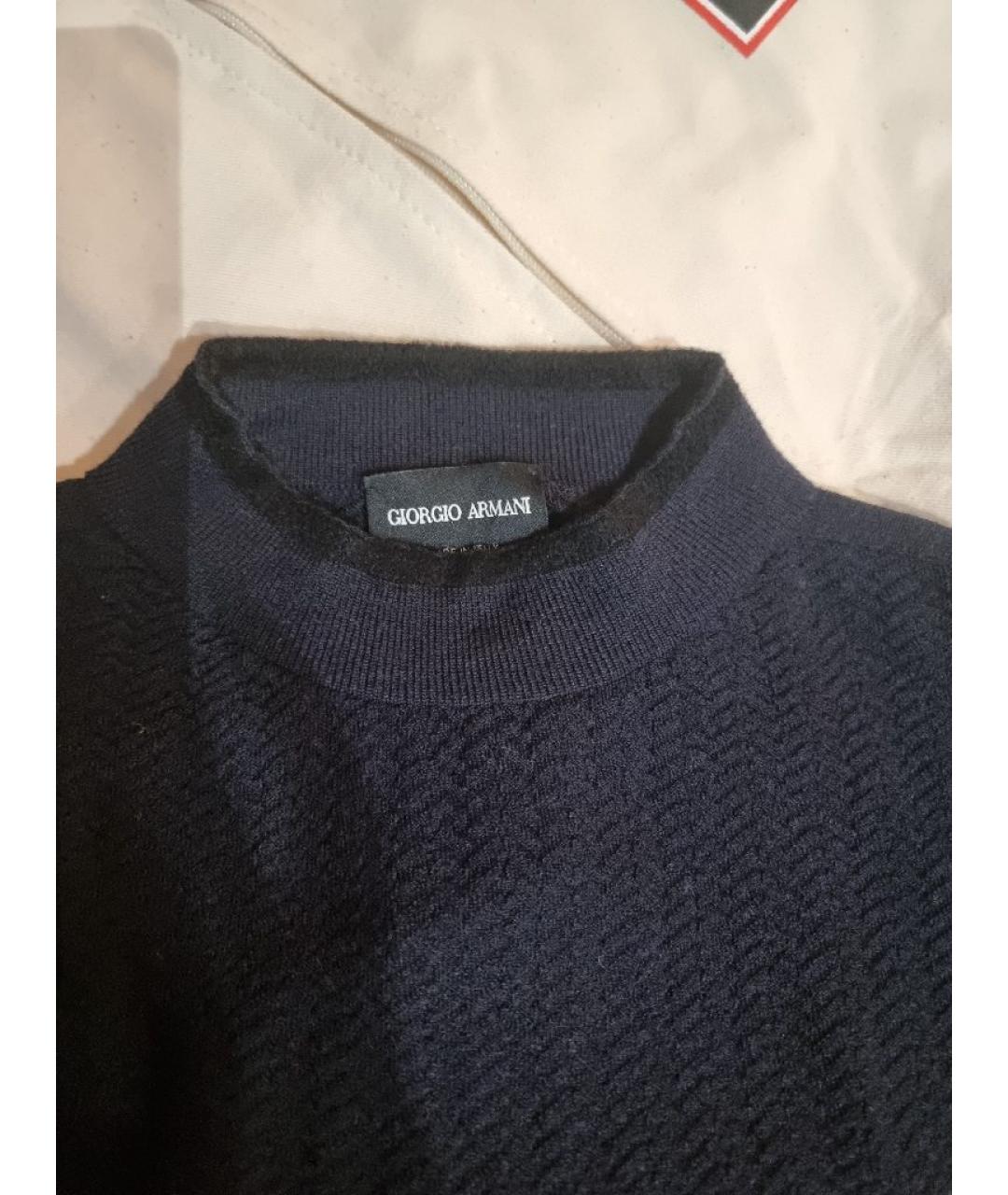 GIORGIO ARMANI Темно-синий шерстяной джемпер / свитер, фото 9