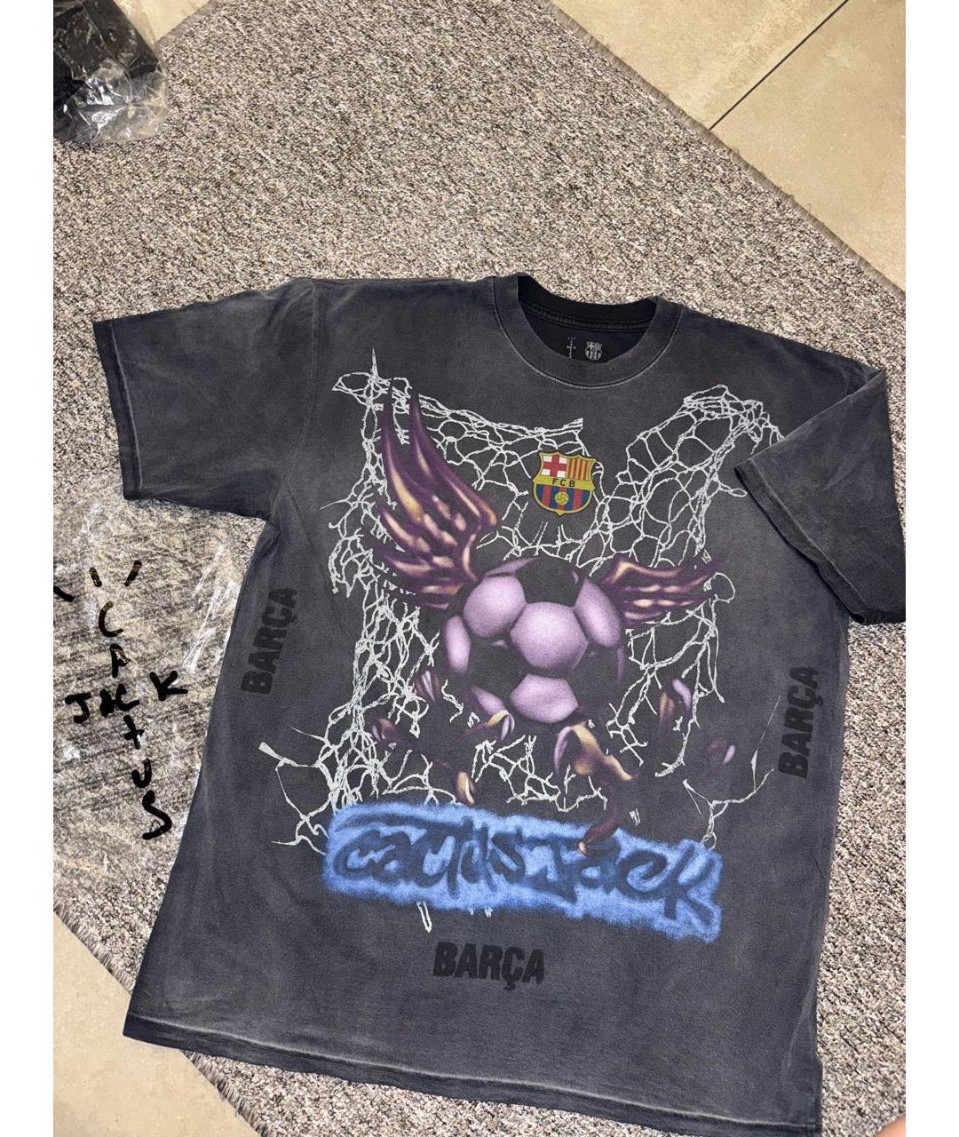 CACTUS JACK BY TRAVIS SCOTT Антрацитовая хлопковая футболка, фото 2